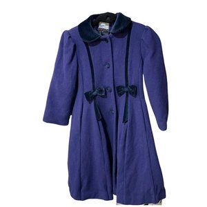 Vintage Rosthschild Girl's Purple/Navy Wool Button Front Dress Coat Size 8
